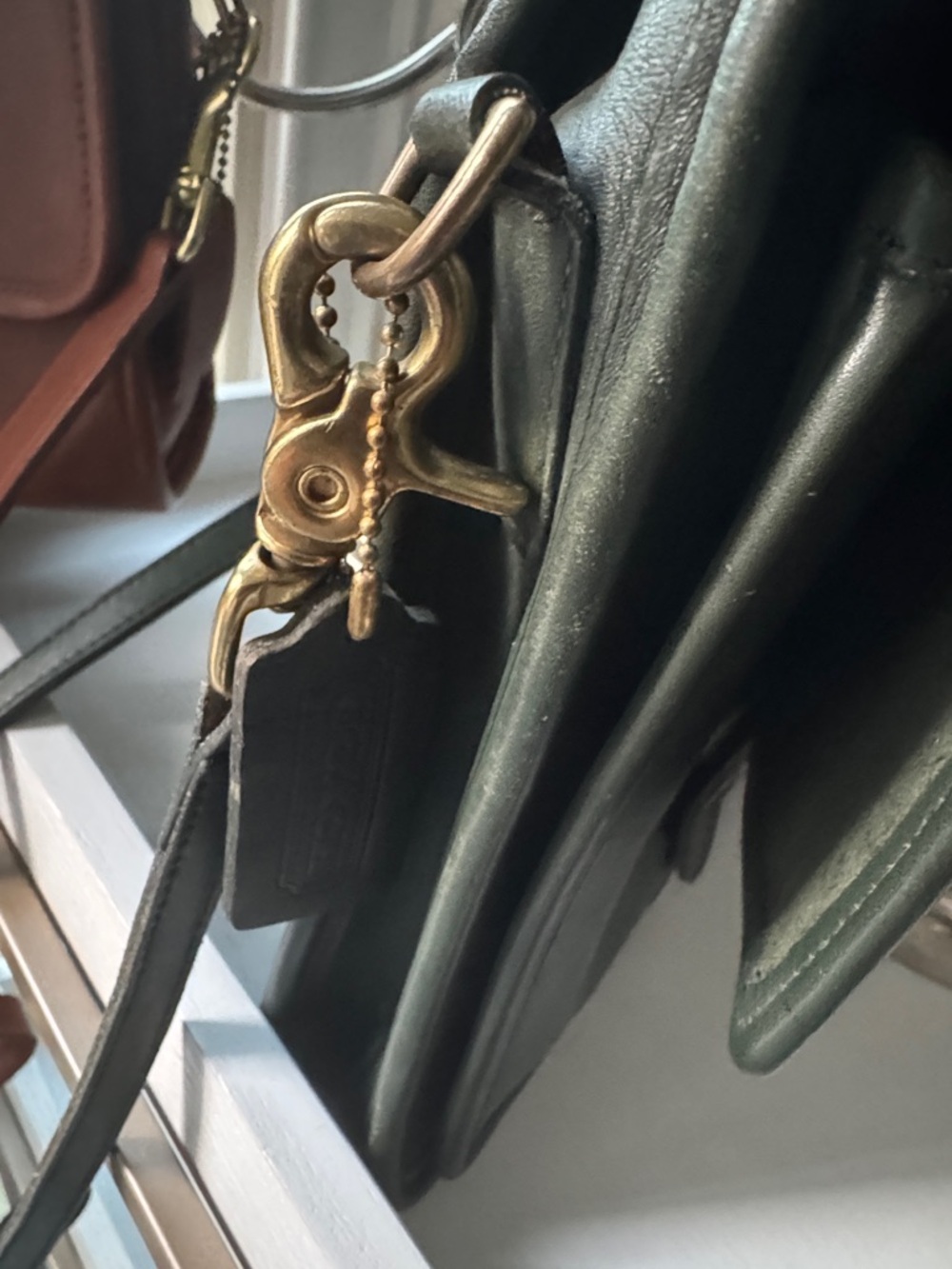 Coach Dark Green Leather Satchel with Top Handle and Crossbody Strap - Picture 5 of 9